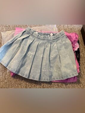 Lola + The Boys Light Blue Denim Skirt with Bow Accents